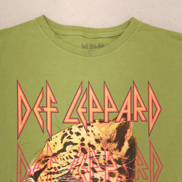 Def Leppard Band Graphic Crew Neck T Shirt Adult Mens Size Large L Green - Picture 1 of 9
